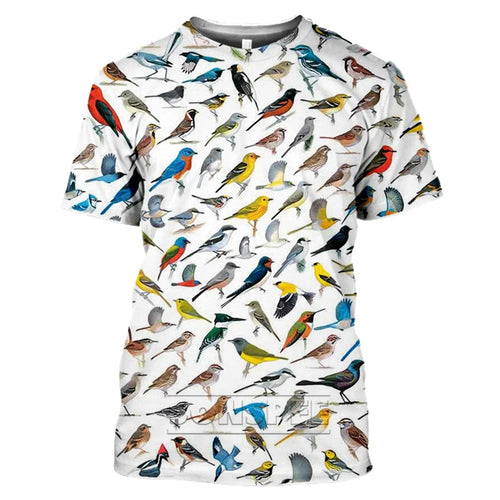 3D Bird Insect Print T-Shirt Short Sleeve Funny Streetwear Summer